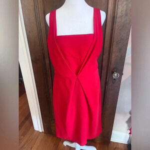 Red Fendi Sleeveless Shift Dress Square Neckline Women Size L, US 10, IT46